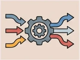 Gear illustration representing migration tooling