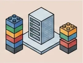Isometric server illustration representing phase-based migration architecture