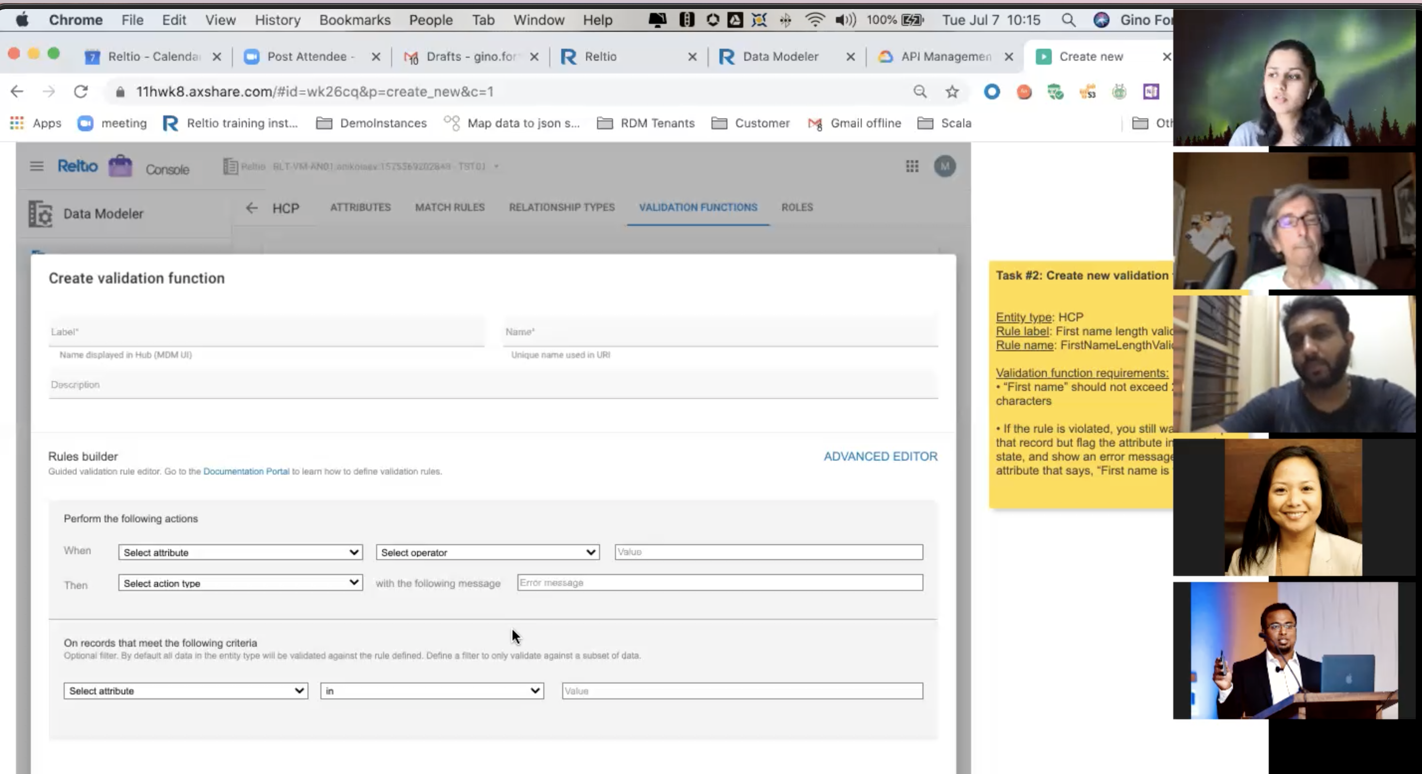 Screenshot of a remote usability session over Zoom